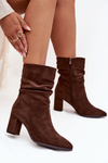 Women's ankle boots with heel with ruching Warm lined Brown Amelise