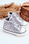 Children's Sneakers With Glitter Silver Ally