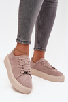 Suede Women's Sneakers on Platform Vinceza 79578 Beige