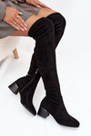 Women's knee-high boots with heel black Carina