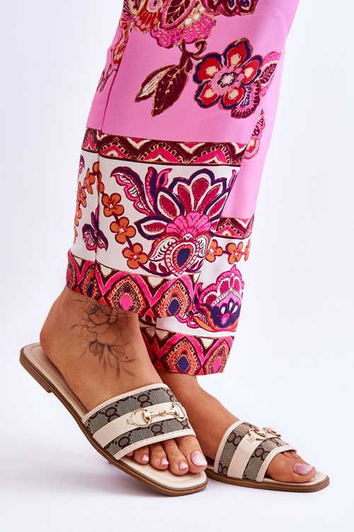 Klapki Klasyczne Płaski Obcas Beżowe Marlene