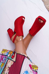 Women's Stiletto Sandals Open Toe Red Montree
