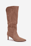 Women's Boots On Heel Insulated With Eco Suede Dark Beige Arelisse