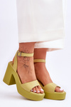 Fashionable Sandals On Massive Heel Lime Karmine
