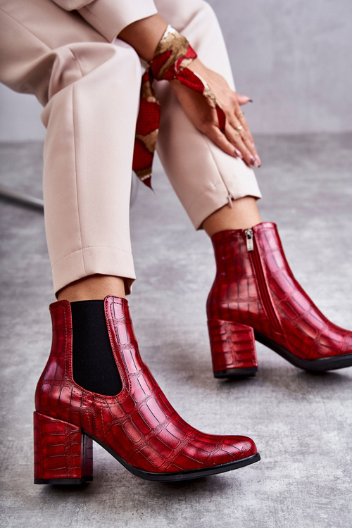 Snake Leather Booties La.Fi 260038R-XC Red