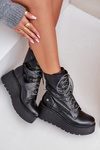 Leather Worker Ankle Boots On Platform And Wedge Maciejka 06676-01 Black