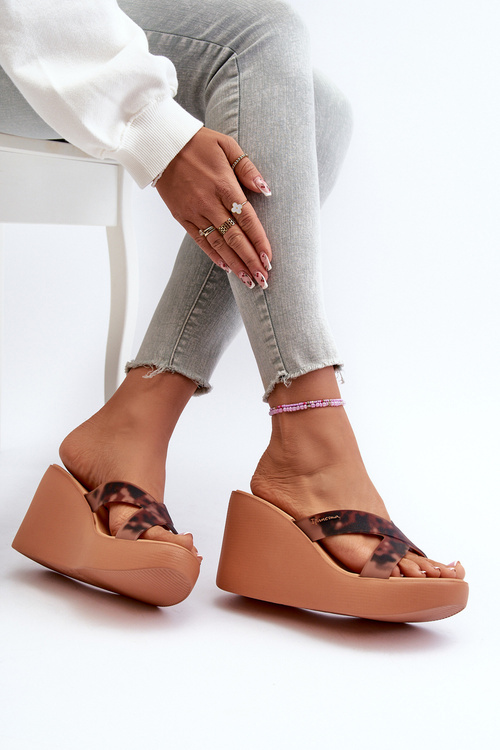 Women's Wedge Sandals 83520 Ipanema High Fashion Slide Fem Brown