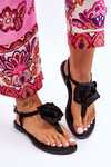 Women's Flip Flops With Fabric Rose Black Carisma