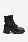 Women's Padded Ankle Boots Workery With Zip Black Evrarda