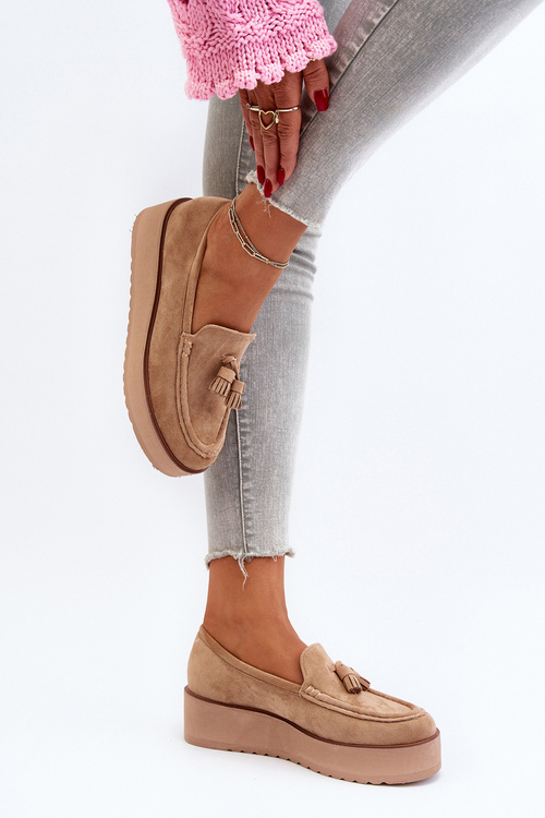Women's Platform Loafers with Tassels Brown Mialani