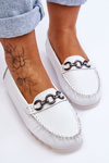 Women's Comfortable Leather Loafers White Miguel
