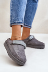 Women's Warm Slippers With Fur On Platform Gray Azida