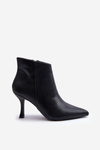 Women's Leather Boots On Heel Black Merisa