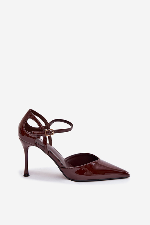 Patent Leather Heels with Strap Chocolate Tarilin