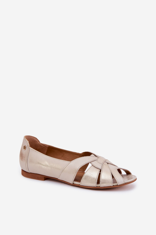 Leather Ballet Flats With Open Toes Maciejka 06908-25/001-1 Distressed Gold