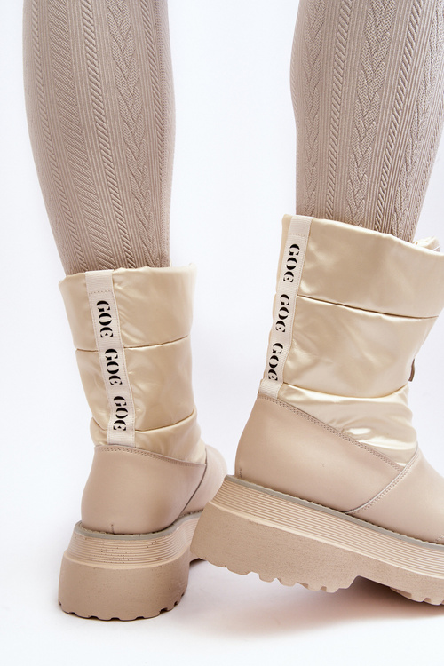 Women's Snow Boots On Thick Sole GOE MM2N4079 Beige