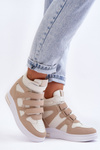 Women's High Sports Shoes On Hidden Wedge Beige Inari