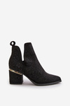 Embellished Women's Ankle Boots With Pointed Toes Black Fararia