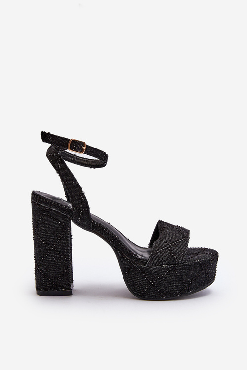 Black Jeans Sandals with Heel Acrana