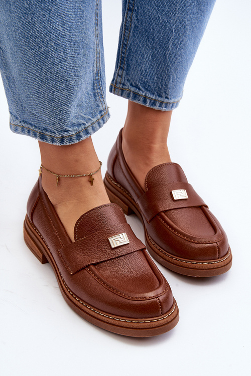 Mokasyny Damskie Skóra Naturalna Brązowe Zazoo 20165