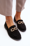 Black Women's Suede Moccasins With Flat Heel Misal