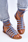 Women's Suede Roman Sandals Blue Sempre