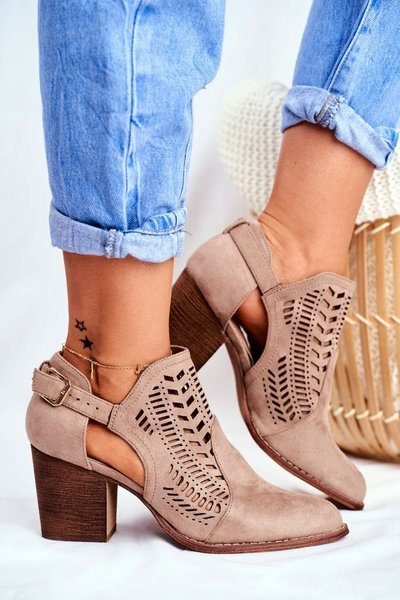 Women’s Boots with cut suede spring Beige Velluci