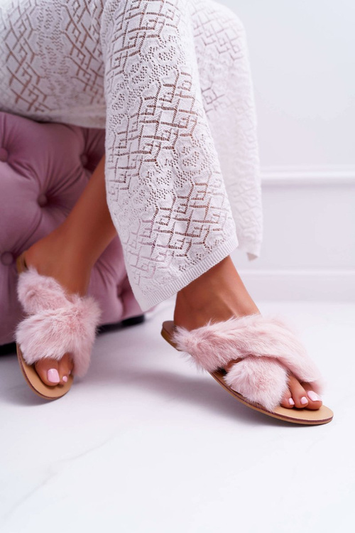 Women's Furry Flip Flops Lu Boo Pink