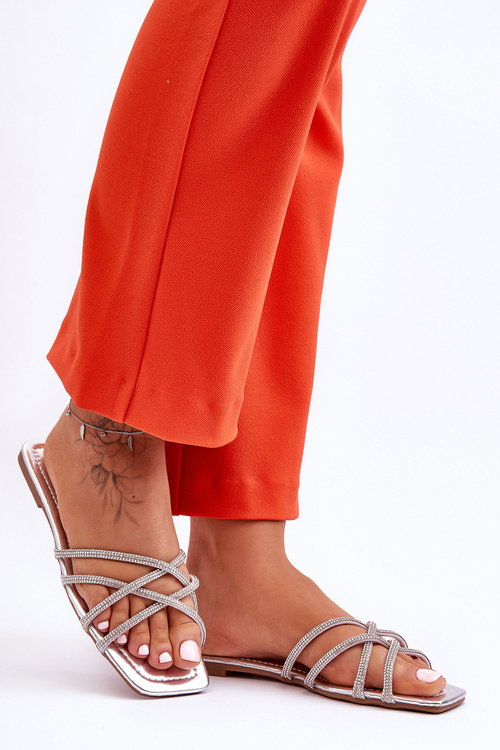 Women's Strappy Sandals with Studs Silver Leomi