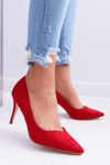 Women's Stilettos Suede Pointed Red Cream