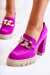Fashionable Pumps On The Platform And A Pillar Lewski Shoes 3197 Fuchsia