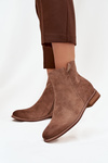 Women's Flat Heel Ankle Boots Vinceza 39961 Light Brown