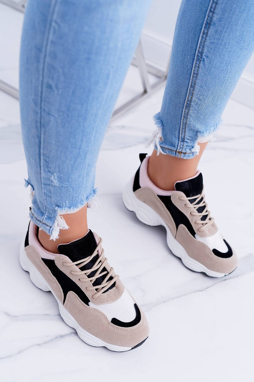 Sportowe Damskie Buty Zamszowe Beżowe Lollipop