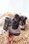 Children's Snow Boots Insulated With Fur With Ears Grey Bunny
