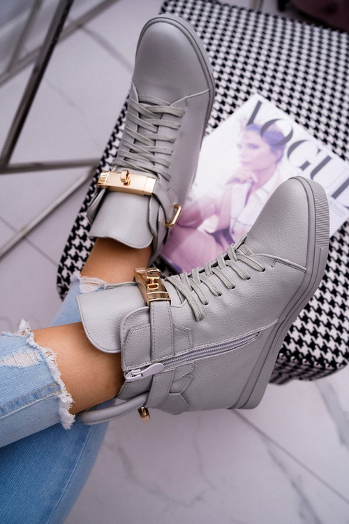 Women's Sneakers On Anchor Gold Padlock Grey Tersey