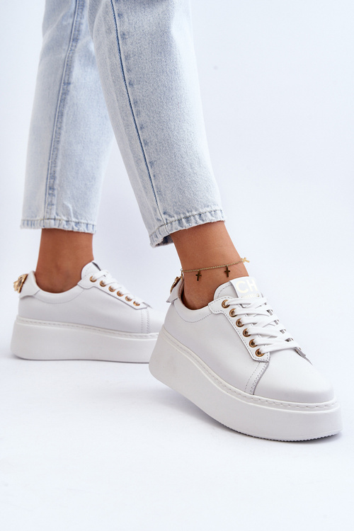 Women's Leather Platform Sneakers CheBello 4367 White