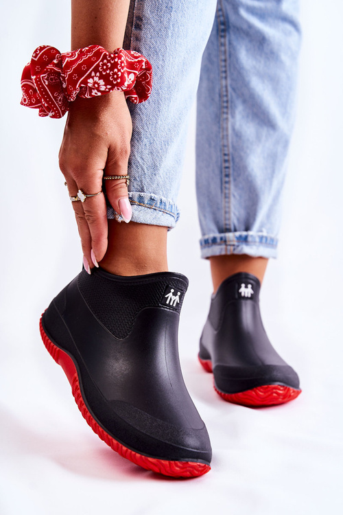Women's Low Wellies Black and Red Eldora