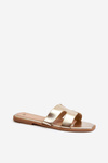 Women's Flat Sandals with Cutouts Gold Fiviama