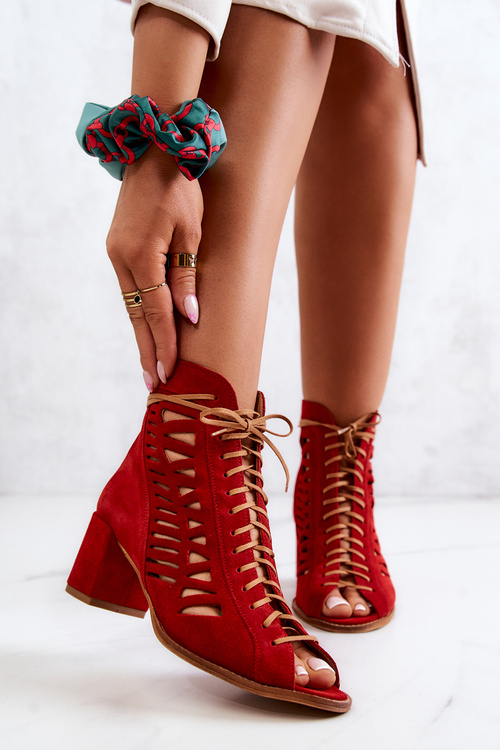 Maciejka Suede Openwork Boots Red 04040-08