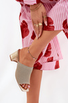 Women's Block Heel Sandals Gold Wenilan