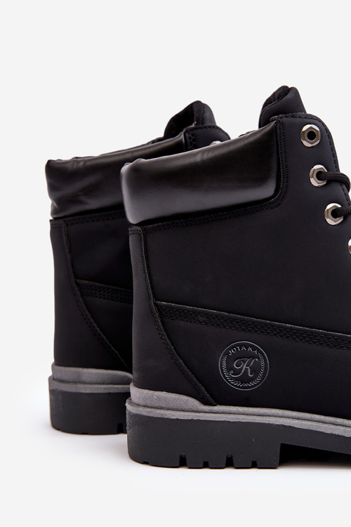 Trapery Botki Męskie Sznurowane Czarne Memeni NU7724-1