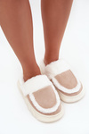 Women's slippers with thick sole and fur Vinceza 19952 Beige