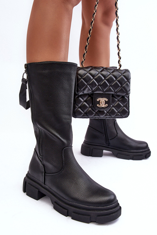 Half-Leg Boots With Upper Black Lizames