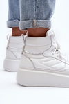 Buty Sportowe Damskie Platforma Skóra Białe Zazoo 3392/X