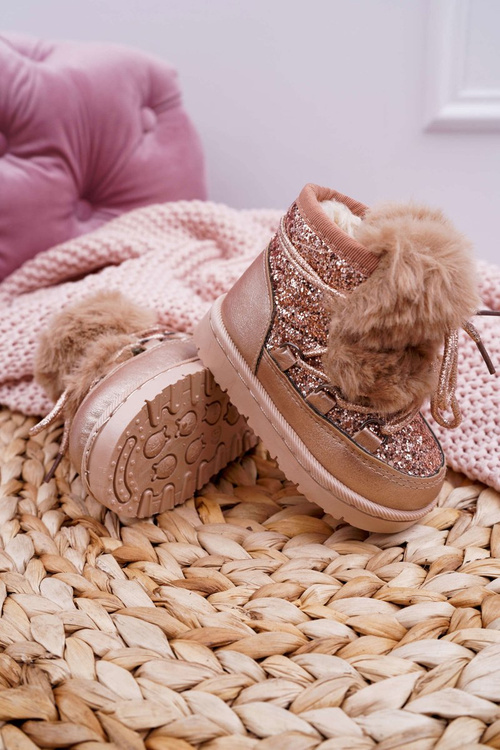 Children's Furry Snow Boots Champagne Minnie Mouse