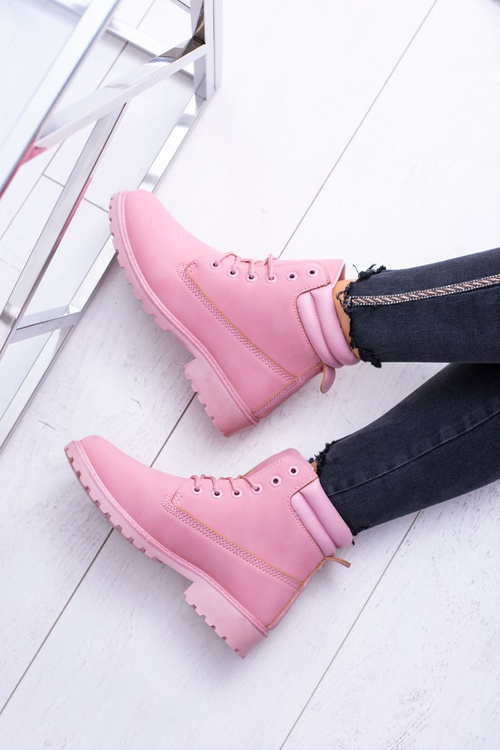 Women's Pastel Timber Boots Powder Pink Lucy