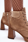 Lace-up Suede Ankle Boots Beige Lemar Flomes
