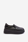 Women's Leather Sport Shoes on Platform Black Lemar Manish