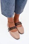 Women's Ballerinas With Straps Beige Deliora
