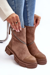 Women's Fashionable Suede Boots With Zip Dark Beige Kandell
